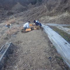 冬の間に着々と畑の整備作業が進んでいます