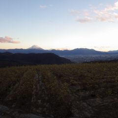 富士山が夕陽に照らされて平成三十年最後の作業終了となりました