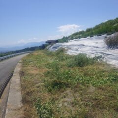 32℃を超える中で草刈り作業